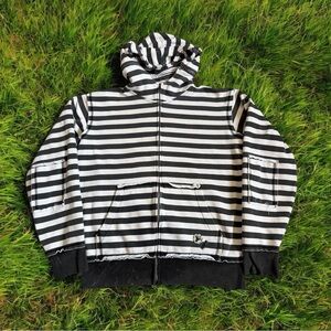 VTG Fallen Mens Striped Cobra Hoodie Sweatshirt M White Black Jamie Thomas Y2K